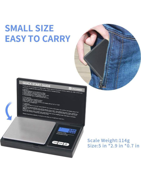 Báscula Digital de Gramos UNIWEIGH UA200, 200 g x 0.01 g