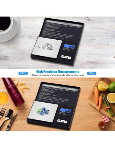 Báscula Digital de Gramos UNIWEIGH UA200, 200 g x 0.01 g