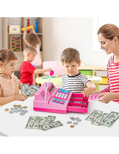 Caja Registradora de Juguete Rosa BAODLON - 103 Piezas