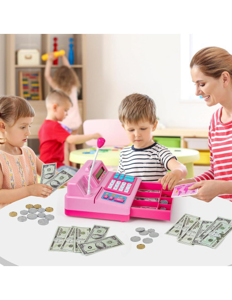Caja Registradora de Juguete Rosa BAODLON - 103 Piezas