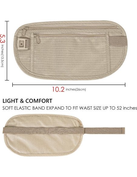 Riñonera Oculta DODAMOUR para Dinero y Pasaporte Caqui