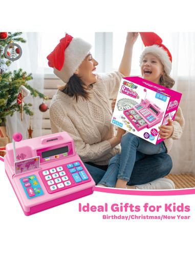 Caja Registradora de Juguete Rosa BAODLON - 103 Piezas