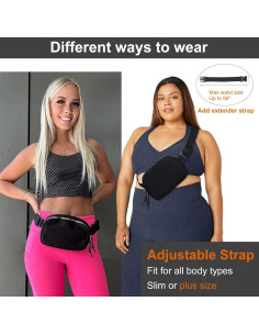 Bolsa de Cintura Fependu Negra para Mujeres, 20.32x13.97cm 2