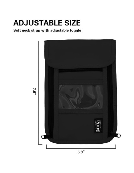 Billetera de Cuello de Viaje Maiiu con Bloqueo RFID - PVC Negro