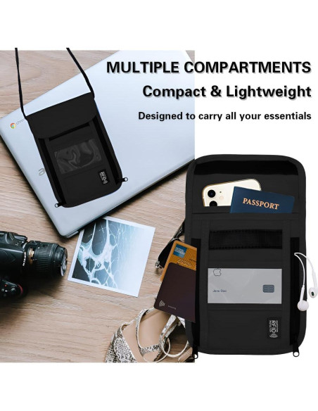 Billetera de Cuello de Viaje Maiiu con Bloqueo RFID - PVC Negro