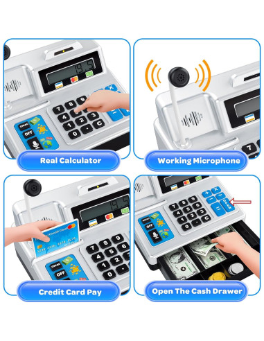 Registradora de Juguete Shantou con 103 Piezas y Calculadora