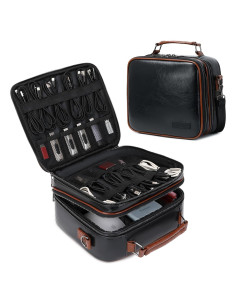 Organizador de Viaje KYALOU Negro, Funda Impermeable para Accesorios Electrónicos