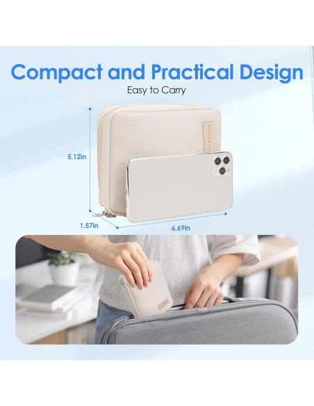 Bolsa Organizadora de Cables LENTION Beige 16.95x13cm Impermeable