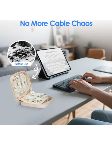 Bolsa Organizadora de Cables LENTION Beige 16.95x13cm Impermeable