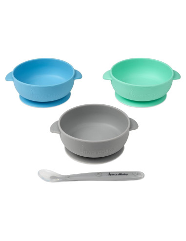 Set de Cuencos y Cucharas de Silicona UpwardBaby - 4 Piezas