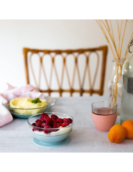 BEABA Set de Comida de Vidrio 3 Piezas Antideslizante Rosa