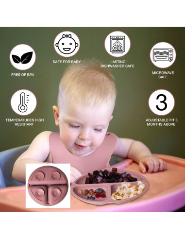 Set de Alimentación para Bebés Rosa - 10 Piezas Silicona