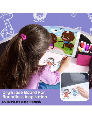 Bandeja de Viaje para Niños UTOLOVE Rosa 2 Pcs con Organizador