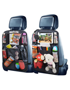 Organizador de Asiento Trasero Phovana - 2 Piezas, Negro, Oxford