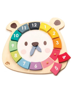 Reloj de Madera de Oso Tender Leaf Toys - Juguete Educativo 12 Piezas
