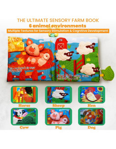 Libro de Tela para Bebés Tinselhome 0-3 Años Suave y Seguro 2