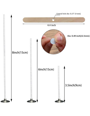 Kit para Hacer Velas MILIVIXAY 300pcs Mechas Algodón 8.9-20.3cm