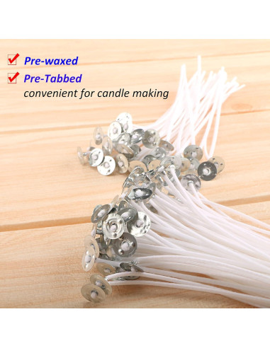 Kit para Hacer Velas MILIVIXAY 300pcs Mechas Algodón 8.9-20.3cm
