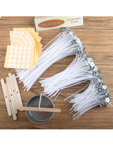 Kit para Hacer Velas MILIVIXAY 300pcs Mechas Algodón 8.9-20.3cm