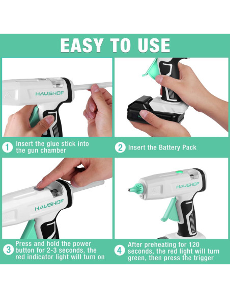 Pistola de Pegamento Caliente Inalámbrica HAUSHOF 20V con 20 Barras