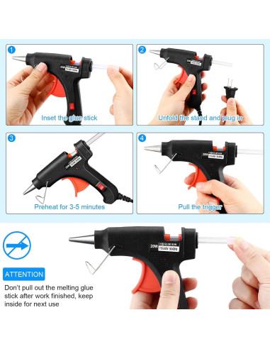 Pistola de Pegamento Caliente Zhengmy 12 Piezas 20W Negra