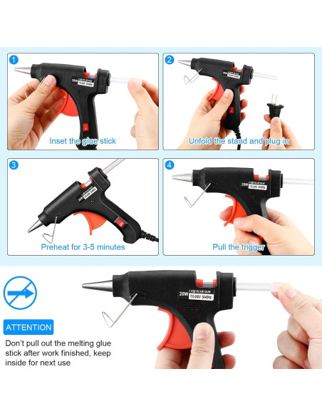 Pistola de Pegamento Caliente Zhengmy 12 Piezas 20W Negra