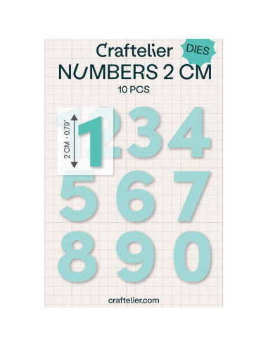 Set de 10 Troqueles Números Craftelier 2 cm para Scrapbooking