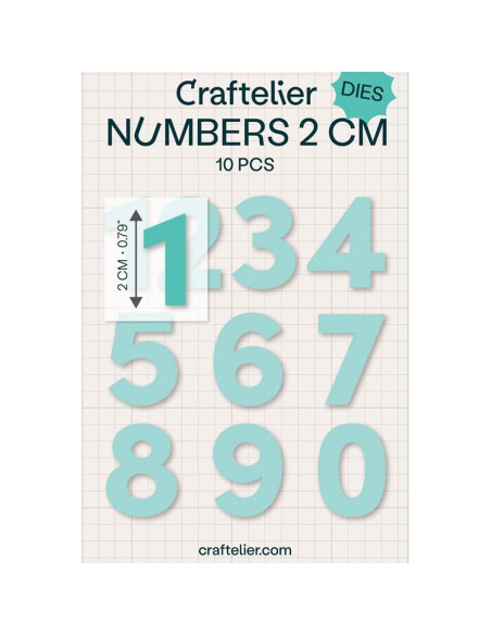 Set de 10 Troqueles Números Craftelier 2 cm para Scrapbooking