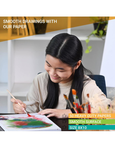 Juego de Pintura Acuarela The Mega Deals - 24 Colores, 50 Hojas, 7 Pinceles