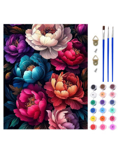 Kit de Pintura por Números Lxmsja Peonías 50x40 cm Acrílica