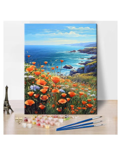 Kit de Pintar por Números TUMOVO Paisaje Amapolas 40x50cm