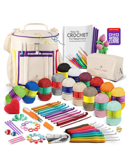 Kit de Crochet Hearth & Harbor para Principiantes - 15 Ovillos y 21 Ganchos