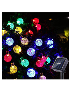 Luces de Cadena Solares 100 LED Multicolor 12.19m para Jardín