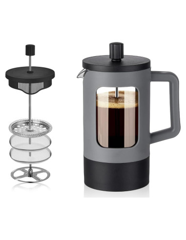 Cafetera Prensa Francesa YOLIFE 12 oz Vidrio Borosilicato Gris