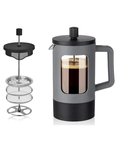 Cafetera Prensa Francesa YOLIFE 12 oz Vidrio Borosilicato Gris