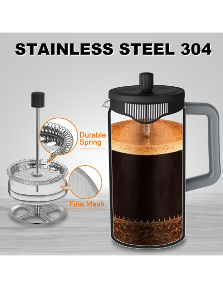 Cafetera Prensa Francesa YOLIFE 12 oz Vidrio Borosilicato Gris