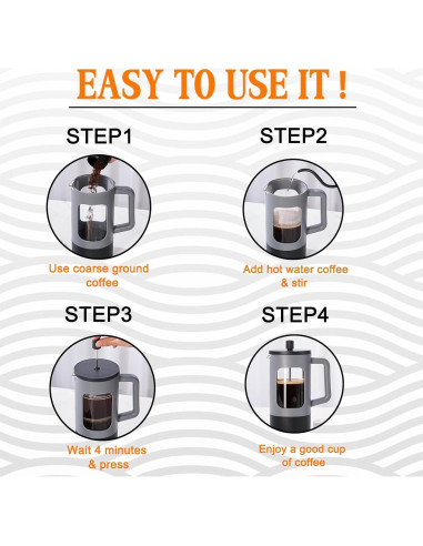 Cafetera Prensa Francesa YOLIFE 12 oz Vidrio Borosilicato Gris