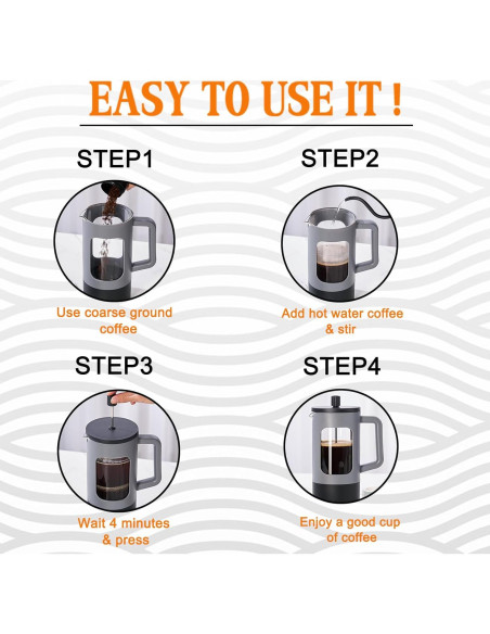 Cafetera Prensa Francesa YOLIFE 12 oz Vidrio Borosilicato Gris