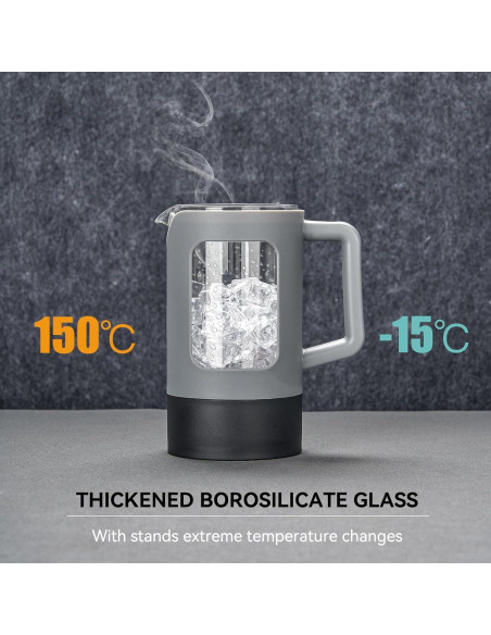 Cafetera Prensa Francesa YOLIFE 12 oz Vidrio Borosilicato Gris