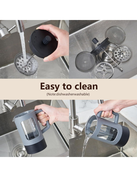 Cafetera Prensa Francesa YOLIFE 12 oz Vidrio Borosilicato Gris