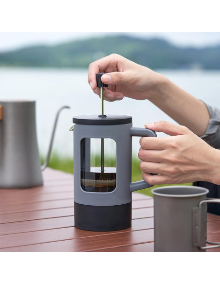 Cafetera Prensa Francesa YOLIFE 12 oz Vidrio Borosilicato Gris