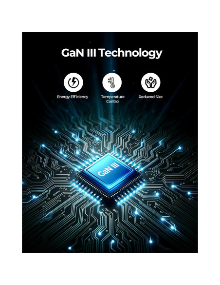 Cargador USB-C MUNBYN 65W Plegable 3 Puertos GaN Negro