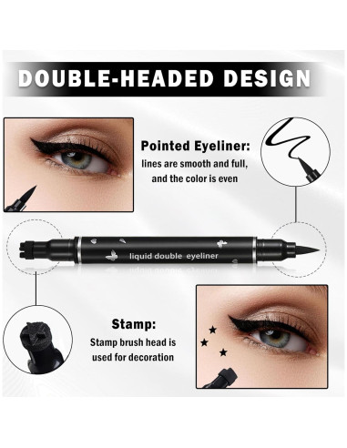Eyeliner Doble Cabeza Negro XINGXYUEL con Sello Impermeable
