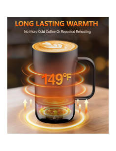 Taza de café autocalentable PUSEE F2 14oz control temperatura 2