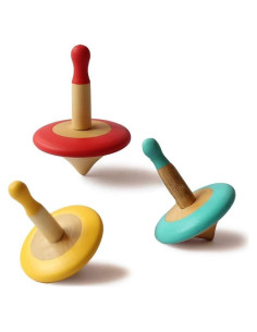 Trompos de Madera Shumee Set de 3 para Niños 2-6 Años