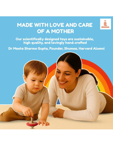 Trompos de Madera Shumee Set de 3 para Niños 2-6 Años