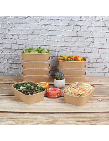 Tazones de papel Kraft desechables 22 oz - Paquete 50 unidades