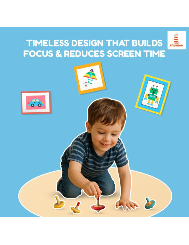 Trompos de Madera Shumee Set de 3 para Niños 2-6 Años