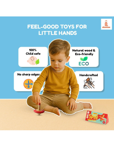 Trompos de Madera Shumee Set de 3 para Niños 2-6 Años
