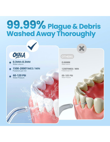 Hilo Dental de Agua OKALA Inalámbrico Recargable 260ml